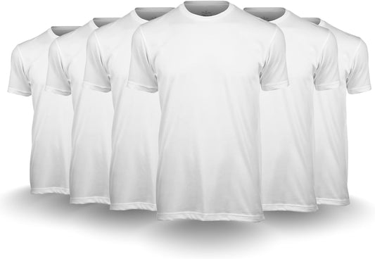 Fresh Clean Threads Crew Neck T-Shirt Pack for Men - Pre Shrunk Soft Fitted Premium Classic Tee - Men's T Shirts Cotton Poly