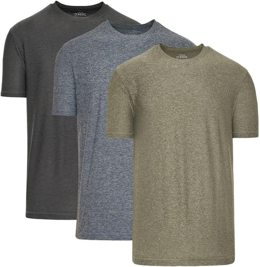 3 Pack, Men's Active Quick Dry Crew Neck T-Shirt, S - 3XL