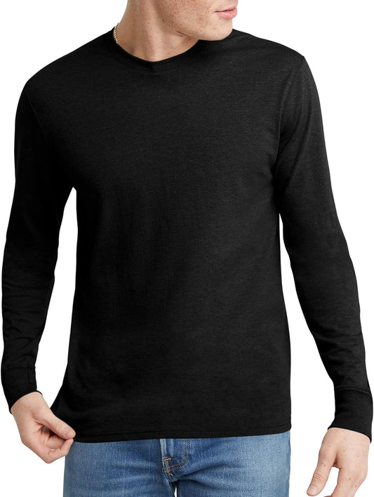 Hanes Men's Originals Long Sleeve T-Shirt, Lightweight Tri-Blend Jersey Tee for Men, Available in Tall