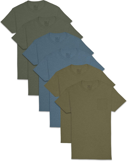 Fruit of the Loom Men's Eversoft Cotton Short Sleeve Pocket T-Shirts, Breathable & Tag Free